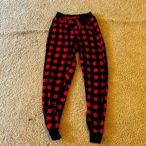 red and black pajama pants
